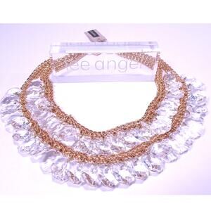 Neiman Marcus Lee Angel Double Lucite Teardrop Link Statement Necklace NWT 550